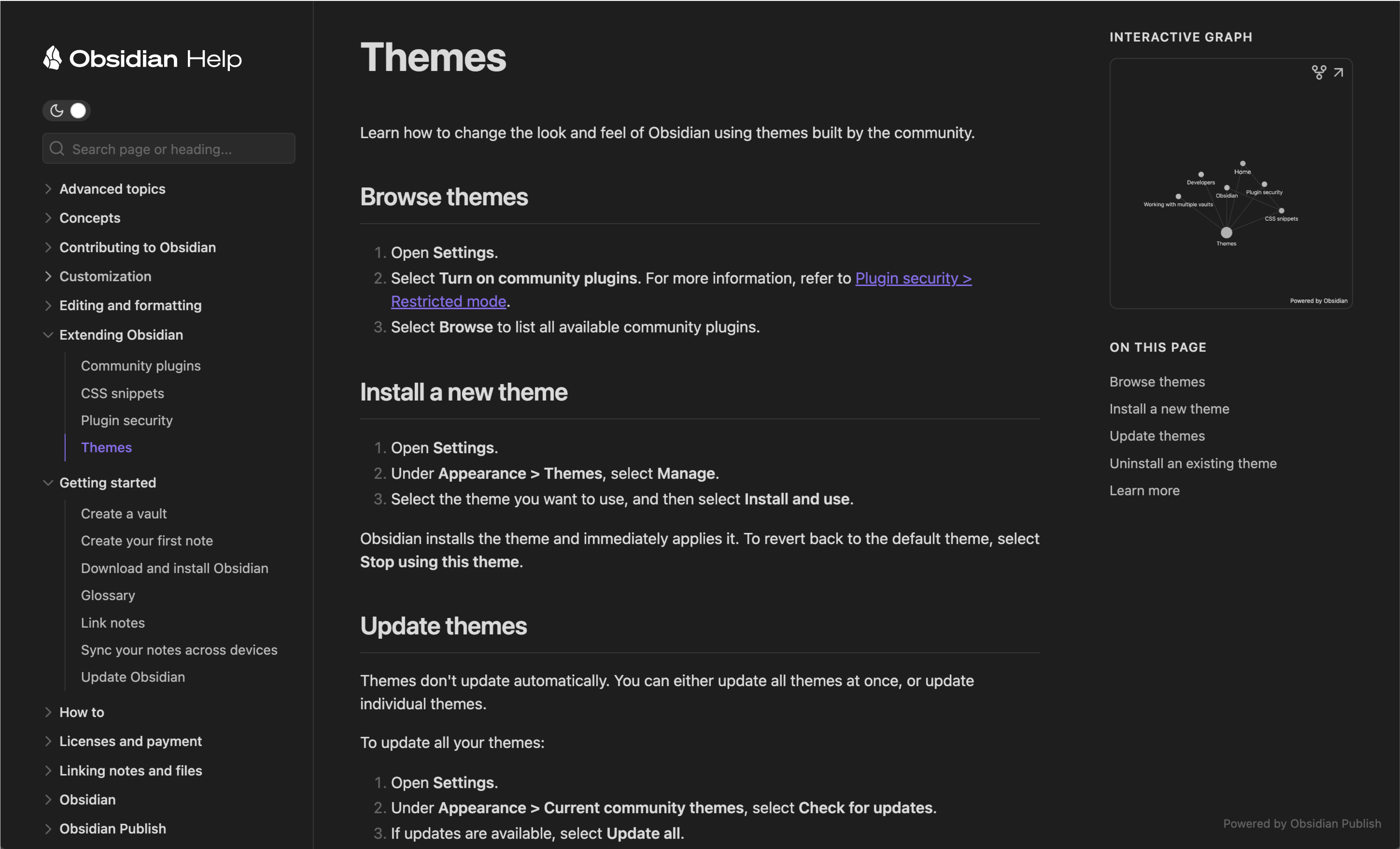 Obsidian product interface